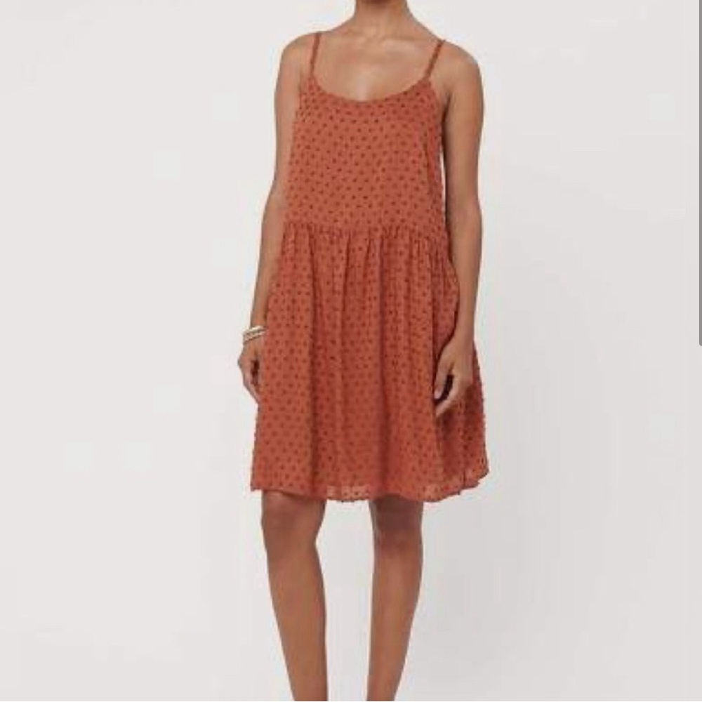 LOFT Swiss Dot Burnt Orange Dress
